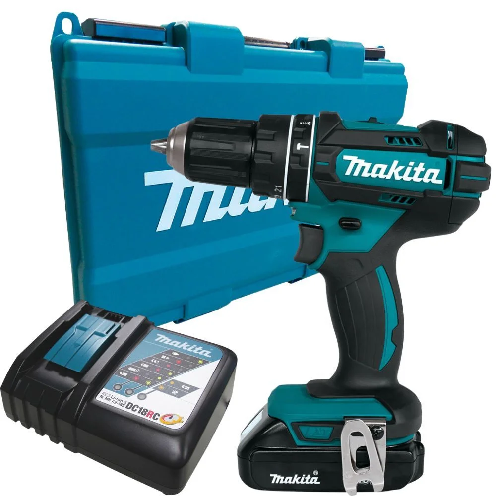 Parafusadeira/Furadeira de Impacto 1/2Pol. com Bateria 18V 1,5Ah Carregador e Maleta MAKITA-DHP482Y002
